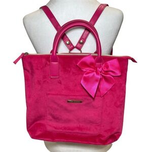 Juicy Couture Pink Velvet‎ Bow Convertible Tote Bag Backpack Fairycore Y2K